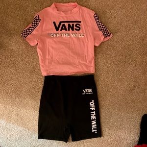 vans biker short crop top set